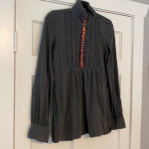 Free People long sleeve lace bib tee